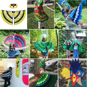 ชุดแฟนซีสัตว์สำหรับเด็ก Ecowalson ปี 2023 ปีกผีเสื้อสำหรับคอสเพลย์ฮาโลวีน ปีกนกทำจากผ้าสักหลาด หน้ากากสำหรับงานปาร์ตี้ - Product Image 1