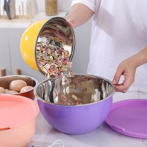 Juego <span class=keywords><strong>de</strong></span> Tazones para Mezclar <span class=keywords><strong>de</strong></span> Acero Inoxidable Multiusos Europeos - Tazón para Ensaladas y Verduras con Paredes Gruesas, Apto para <span class=keywords><strong>Microondas</strong></span>, Estilo Moderno y Sencillo - Product Image 2