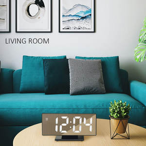 EMAF 홈 데코 시간 날짜 달력 대형 디스플레이 책상 테이블 시계 디지털 데스크탑 LED 거울 알람 시계 온도 - Product Image 4