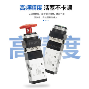 วาล์วควบคุมแบบกลไกด้วยมือ MV522R แบบปุ่มกดกลมขนาดใหญ่ 2 ตำแหน่ง 5 ทาง พร้อมโครงสร้างควบคุมแบบลูกกลิ้ง PP ที่สามารถล็อคได้ - Product Image 1