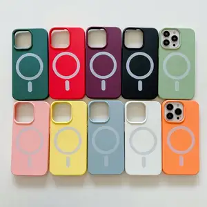 Hot sale OEM logo Magnetic mobile accessories cover For fundas iphone 11 12 13 14 15 pro max silicone magnet phone case