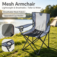 Chaise de camping portable avec dossier en maille respirante, chaise pliante légère pour l'extérieur, la plage, la pêche, le parc, le jardin