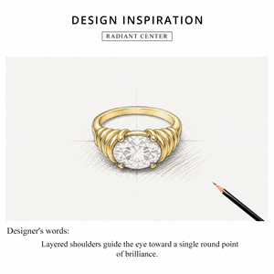 Bague sculptée en acier inoxydable plaqué or 14K sous vide avec zircone cubique et pierre ronde côtelée, bijou de déclaration - Product Image 3