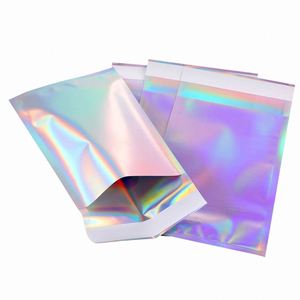 Sobres de Correo Holográficos Personalizados, Sobres de Envío Planos de Lámina Arcoíris, Bolsas de Envío Reciclables Autoadhesivas Láser Grandes - Product Image 3