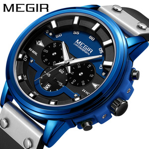 Montre pour hommes à la mode élégante sportive multifonctionnelle montre-bracelet à quartz calendrier en cuir véritable montre pour hommes - Product Image 3