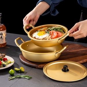 Marmite à soupe jaune en aluminium de style coréen classique, casserole légère pour ramyun et pâtes, fabricant d'ustensiles de cuisine avec logo personnalisé - Product Image 4