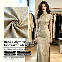 Tissu Jacquard Tissé en Gros à Prix Bas, 100% Polyester, Doux et Extensible, Poids Moyen, Largeur 150CM, pour Vêtements et Robes Féminines