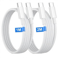 Kabel Pengisian Cepat USB-C untuk iPhone 15/16/17 1M 2M 60W Nylon Braided untuk Pro Max/Pro/Air Macbook iPad