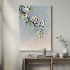 Peinture à l'huile peinte à la main, art mural 3D en forme de fleur de prunier, pour salon, chambre à coucher, toile décorative, style impressionnisme - Product Image 3