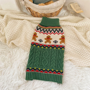 Dog Sweater Acrylic <b>Knit</b> Warm Gingerbread Elk <b>Pattern</b> Holiday Apparel <b>for</b> Small Dogs Cats Winter Wholesale - Product Image 1