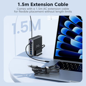 <span class=keywords><strong>Chargeur</strong></span> rapide Toocki 240W GaN 6 ports USB-C USB-A avec câble d'extension et moniteur intelligent pour appareils MacBook Samsung Xiaomi - Product Image 5