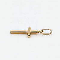 Colgante de Cruz de Oro Amarillo de 14K Hecho a Mano, Joyería Fina Unisex para Mujeres, Hombres y Niños, Regalo Religioso Católico para Comunión
