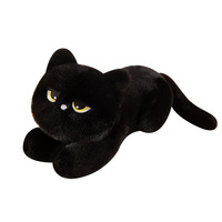 Ours noir couché, grande taille, super doux, rembourré en coton PP, brodé, verni UV, coussin en peluche, Woodfield, pour garçons et filles, anti-stress