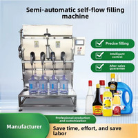 Dispositif de remplissage semi-automatique à quatre têtes pour liquides, structure haute efficacité pour ligne de conditionnement d'eau minérale et de boissons gazeuses