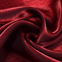Tissu Satiné Soie Coton Rouge Lie-de-Vin Bicolore Changeant Irisé Effet Scintillant Brillant et Doux