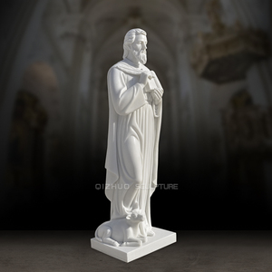 Igreja Católica Suprimentos Vida Tamanho Mão Esculpida Pedra Natural Mármore Religiosos São José Escultura Figura Estátua Da Igreja Venda - Product Image 2