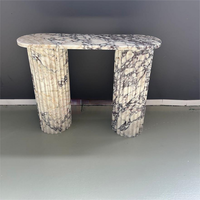 Table console ovale en marbre Calacatta Viola à pieds cannelés, prix d'usine de luxe, table console moderne pour hôtel, entrée, couloir