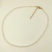 Mini collier ras du cou en perles d'eau douce de riz pour femmes 14-22 pouces 3mm colliers de mariage perlés pour les fêtes fiançailles femmes