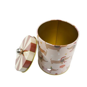 Nouvelle conception de boîte de rangement cylindrique en tôle personnalisée avec finition brillante pour l'emballage de cadeaux de bougies - Product Image 2