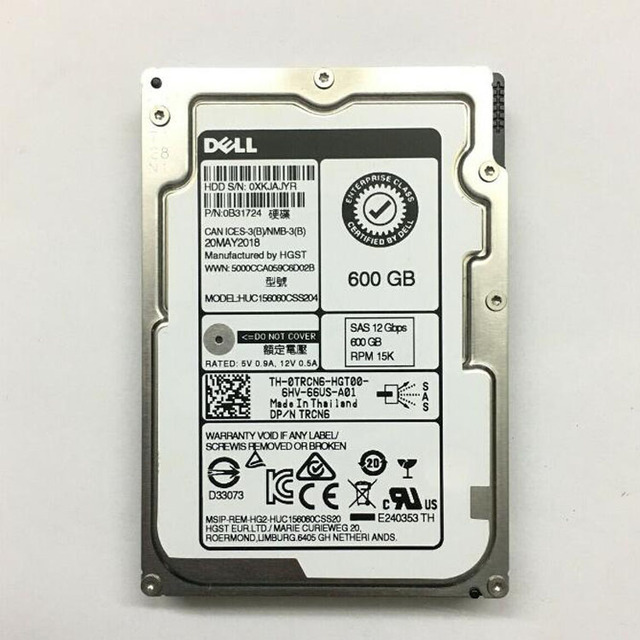 New Hight Quality Hdd 600GB Capacity SAS 12Gbps RPM10K or 15k DELL Server Hard Drive