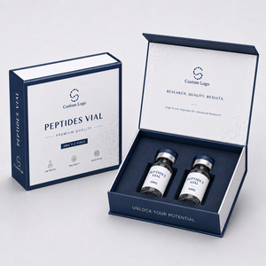 Boîte en carton rigide de luxe avec fermeture magnétique et logo personnalisé, en forme de livre, pour l'emballage de flacons de peptides - Product Image 1