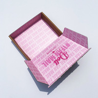 Boîte d'expédition pliable en carton ondulé personnalisée avec logo imprimé rose pour cosmétiques, vêtements, bijoux, emballages cadeaux, lunettes de soleil