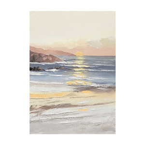 Pintura al Óleo de Paisaje Marino al Atardecer de la Aldea de Dafen, Arte Texturizado Hecho a Mano, Decoración de Pared Moderna y Minimalista para Sala de Estar, Sin Marco - Product Image 5