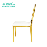 SK-YHY-M005 Chaise moderne en acier inoxydable couleur personnalisée avec dossier ovale évidé et assise rembourrée pour mariages, banquets et utilisation en parc