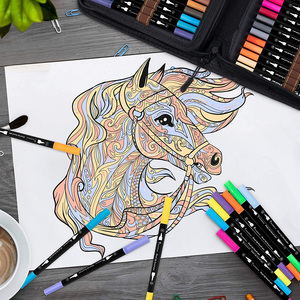 Ensemble de stylos marqueurs à double pointe, marqueurs d'art, pointe fine, marqueurs aquarelle pour coloriage, journal, dessin - Product Image 3