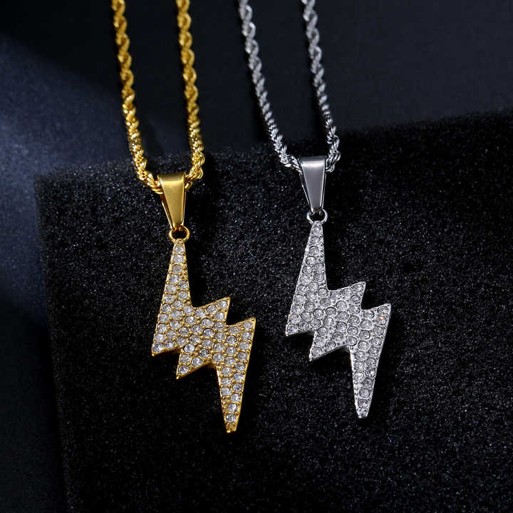 Personalized Necklace Lightning Bolt Necklace Mens Olivia