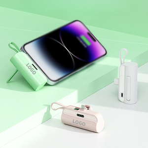 Mini 5000mah taşınabilir şarj cihazı kompakt yerleşik kablolar küçük kapsül tasarımı 3 in 1 güç banka 10W çıkış tutucu ile - Product Image 1