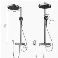 Ensemble de douche de luxe abordable gris bronze avec affichage numérique, éclairage LED, thermostat intelligent et pommeau de douche pressurisé