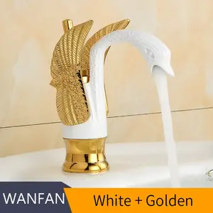 Hotel Luxury Swan Faucet Arch Single Handle Brass Sink Mixers Tap Hot Cold Bathroom Faucets Lavatory Basin Faucet