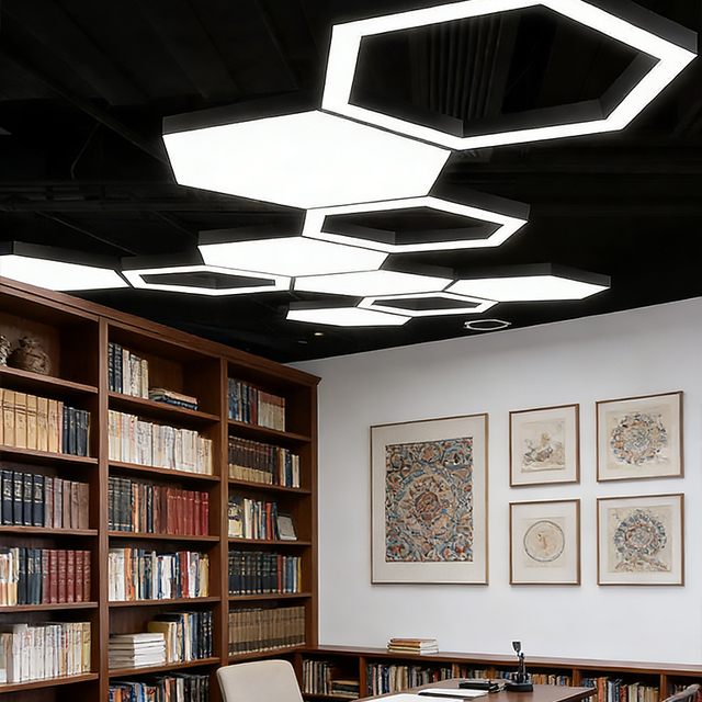 Hexagonal Gym Office Lighting LED Pendant Light 80cm 100cm 60W 72W Honeycomb Ceiling Lamp Indoor Commercial Lighting Fixtures