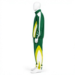 Conjunto Deportivo Unisex Verde, Amarillo y Blanco con Bloques de Color, Cremallera Completa, Transpirable, Hecho de Poliéster por Elson Sports - Product Image 3