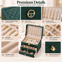 Boîte de rangement à bijoux personnalisée avec logo, directement de l'usine, en cuir PU multicouche avec serrure, support pour colliers, rangement pour bagues et boucles d'oreilles