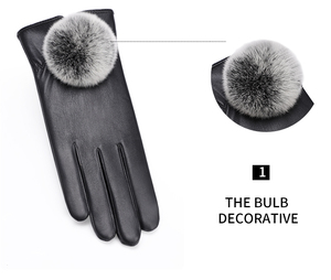 Moda abito invernale Touchscreen corsa pelliccia di coniglio da donna in pile in finta pelle guanti PU - Product Image 6