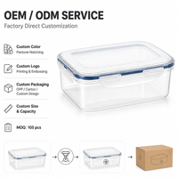 Récipient de stockage des aliments transparent 1300ml en gros de qualité alimentaire en plastique PP hermétique sans BPA cuisine garde-manger préparation de repas