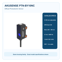AKUSENSE PTN-BY10NC 5-100mm Sensor Fotoelektrik Difusi Persegi LED Biru NPN Dark ON 12-24V DC IP67