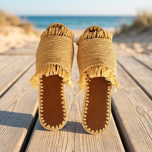 Handmade Straw Raffia Outdoor Slippers Open Toe Breathable Summer Women Girls Slide Sandals - Product Image 3