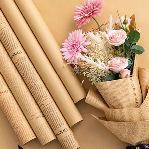 빈티지 크래프트 레트로 영어 신문 양면 꽃 포장지 DIY 수제 선물 포장 재료 34 시트