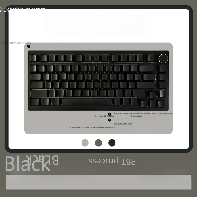 Hot Selling Small Set PBT Material Solid Color Black Side Engraved Keycaps 133 Key Box OEM Height Made in China