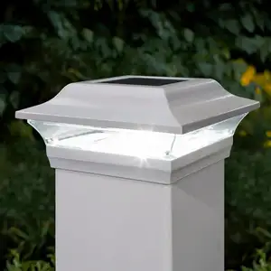 Lamp Column Powered Led White Waterproof Aluminum Fence Outdoor Light Post Cap Solar Deck Lights