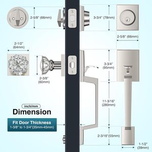 Calzibeno Brushed Nickel Front <b>Door</b> Handle And Deadbolt Set With Crystal Glass <b>Knob</b> Anti Theft Exterior <b>Door</b> Lock - Product Image 6