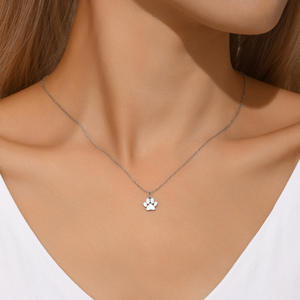 매력적인 디자인 S925 스털링 실버 고양이와 개 발 펜던트 목걸이 실버 개 발 쇄골 목걸이 - Product Image 5