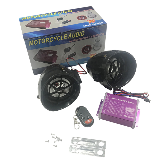 Hot Selling Waterproof Motorcycle Motorbike Mp3 Audio Player With 2 Loudspeakers Alarm Bt Usb Fm Radio
