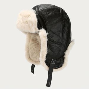 Leather Men Women Winter Trapper <b>Hat</b> Plush Thickened Warm Ear protection Custom Winter <b>Hats</b> - Product Image 1