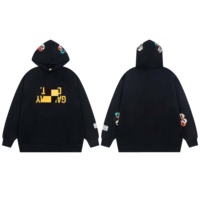 Hoodie Vintage Galleries Unisex Katun Tebal Oversized Pullover Cetak Percikan Cat Distressed Streetwear Sweatshirt