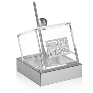 特色金色希伯来语口音设计，提供现代Rosh Hashanah餐桌优雅礼品展示吸引力丙烯酸倾斜蜂蜜盘 - Product Image 2