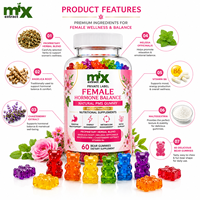 Gummies Équilibre Hormonal Féminin : Soutien Naturel aux Herbes pour les SYMP, avec Gattilier, Racine d'Angélique et Vitamine B6 pour le Bien-être Hormonal